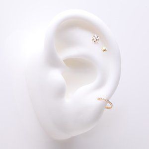 3 Pcs of Assorted Dainty Stars Pure24K Titanium Stud x Clicker Package